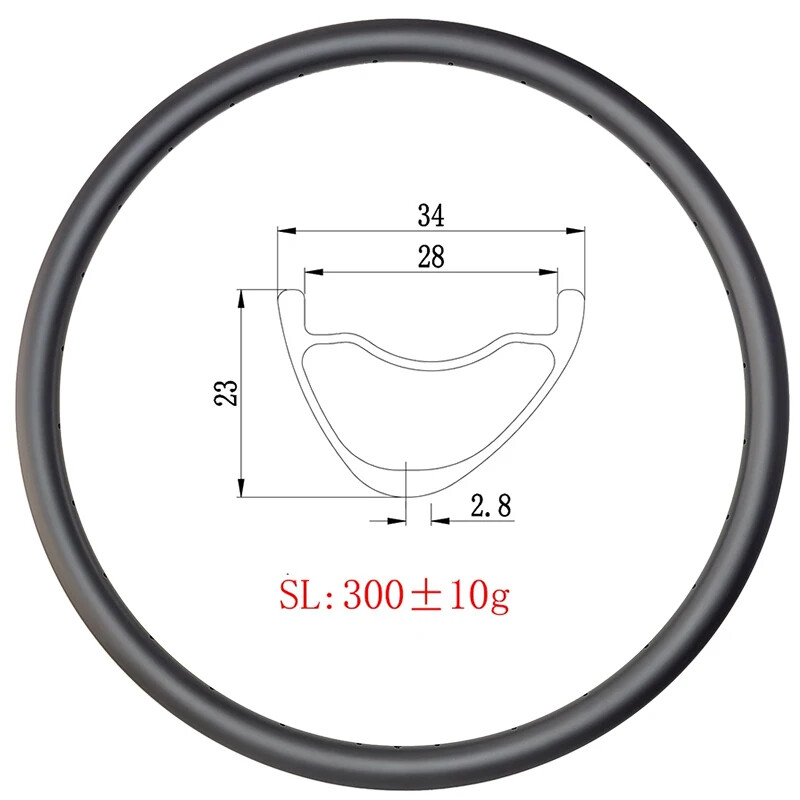 29er MTB XC Carbon Rim 34mm Wide 23mm Deep UD 3K 12K Matte Glossy 24H 28H 32H