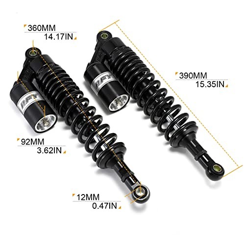 360mm 14.17 inch 7mm Spring Universal Motorcycle Air Shock Absorber Rear Black