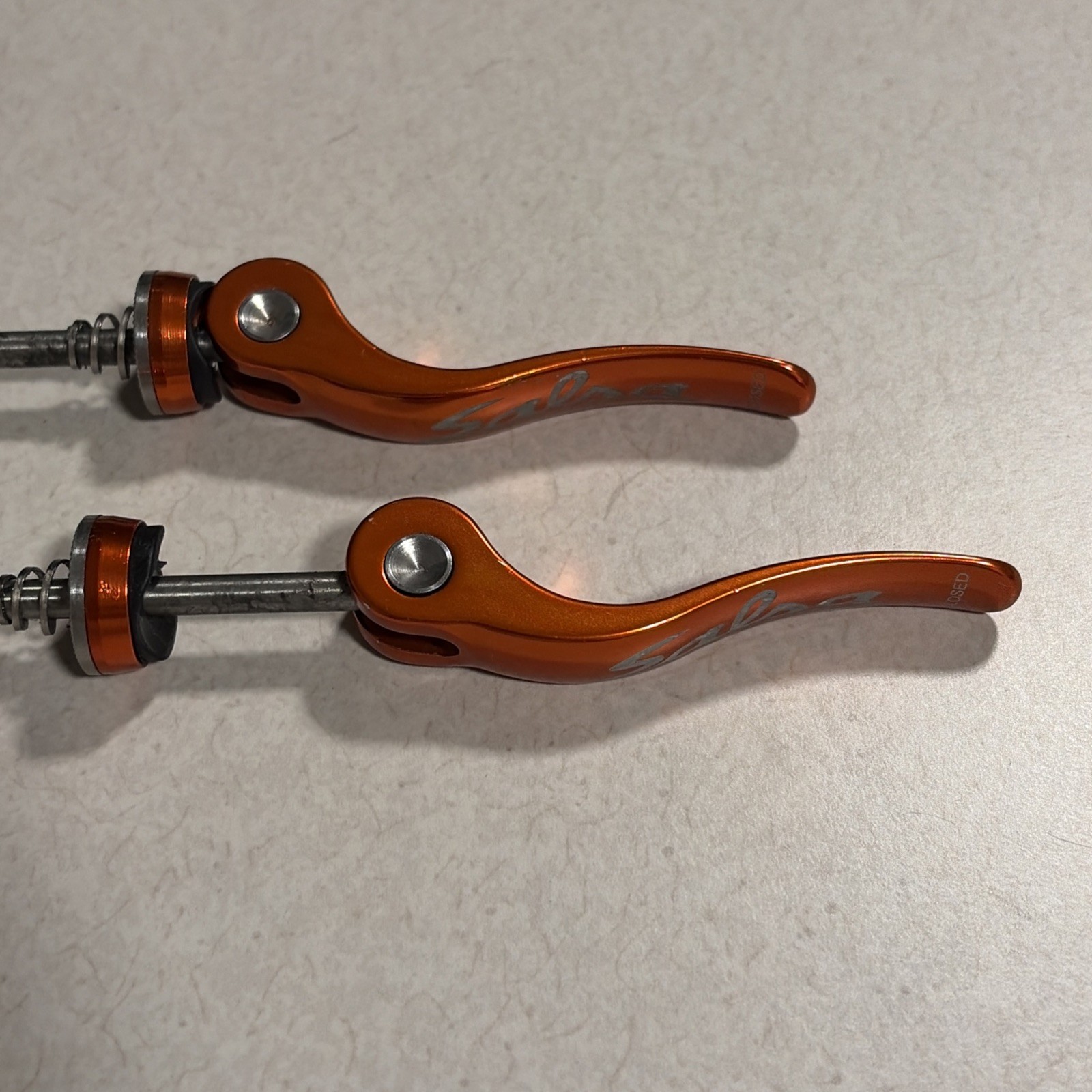 Salsa Orange Flip Off Front Rear Titanium Quick Release Skewer QRx100/135mm