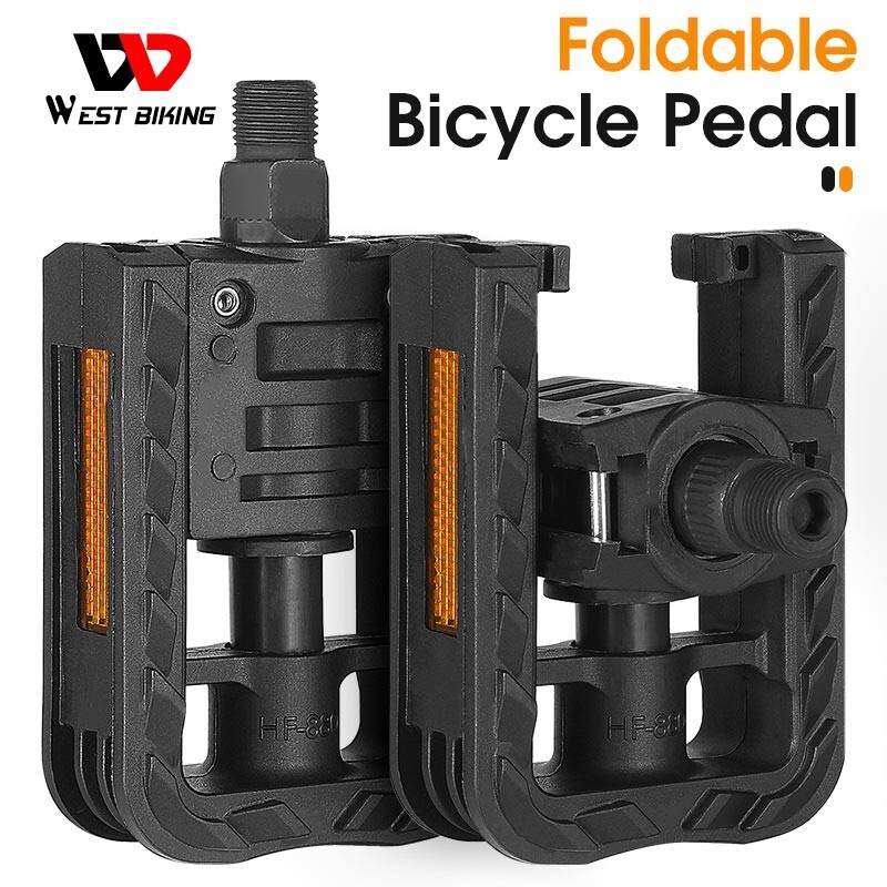 WEST BIKING Foldable Bicycle Pedals Nylon Cycling Folding Bike Pedals 9/16in
