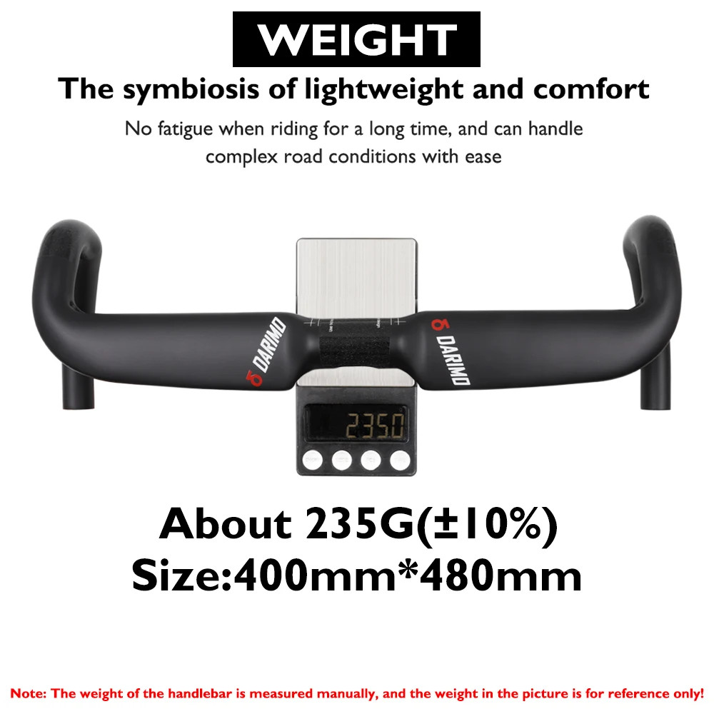 15° Carbon Fiber Gravel Road Bicycle Drop Bar 31.8mm Internal Routing 360-420mm