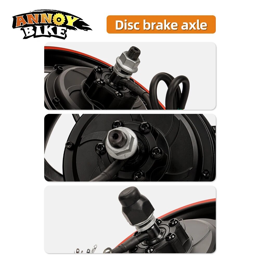 12 inch 36V48V60V72V 350-1500W Gearless Motor With Tire Disc Brake