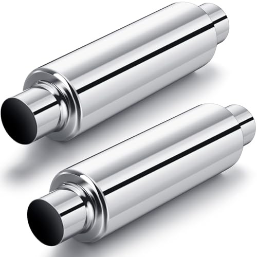 Relaxweex 2 Pcs 2.5″ Inlet Exhaust 2.5″ Inlet 16″ Overall Length Silver