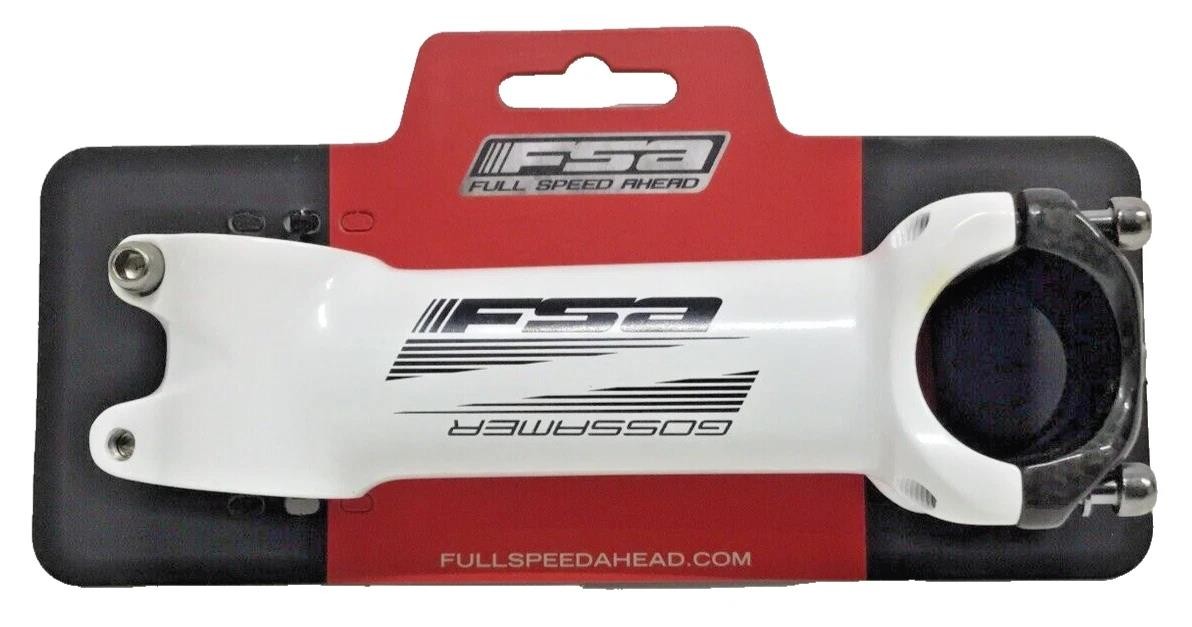 FSA Gossamer Pro Alloy Stem 120mm ±6° 31.8mm White Carbon Faceplate 1‑1/8″ 161g