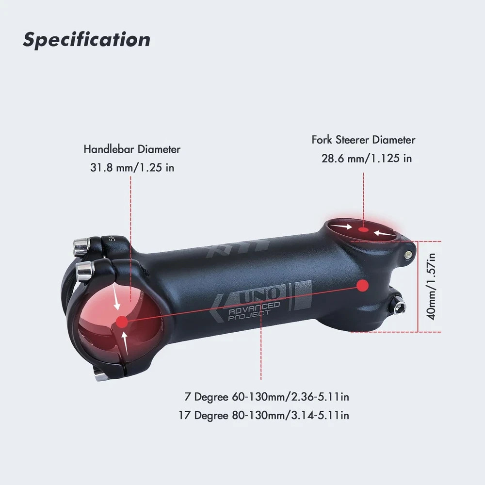 UNO Bike Stem Ultralight -7 Degree for 31.8mm – 100mm