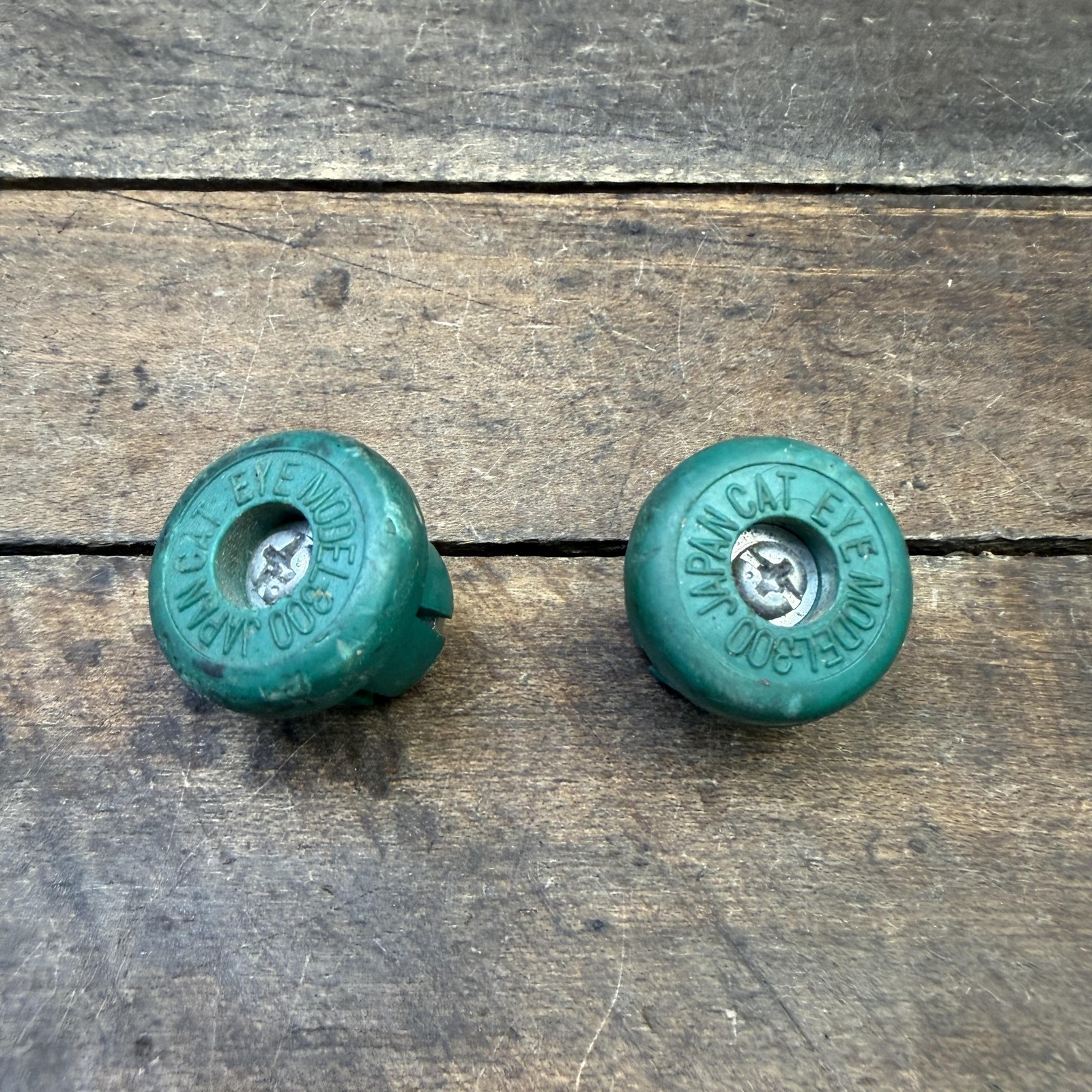 Vintage CatEye Model 800 Green Handlebar Bar End Plugs Pair Japan MTB Road Bike