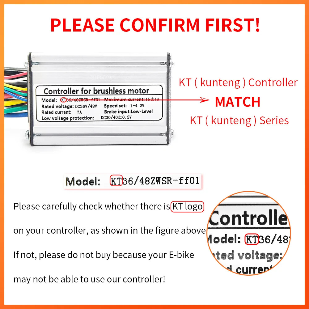 E-bike Controller 36V/48V 250W-1000W Waterproof Plug 15A/17A/22A/25A/30A Motor