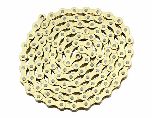 NEW! ABSOLUTE GENUINE YBN BMX 1/SPEED STEEL CHAIN 1/2X1/8X112 IN GOLD.