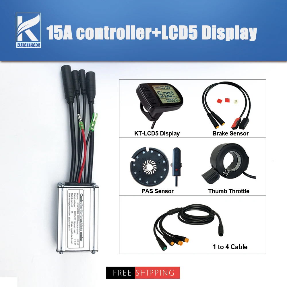 KT Controller 36V 48V 15A 250W 350W Waterproof E-bike Controller with Display