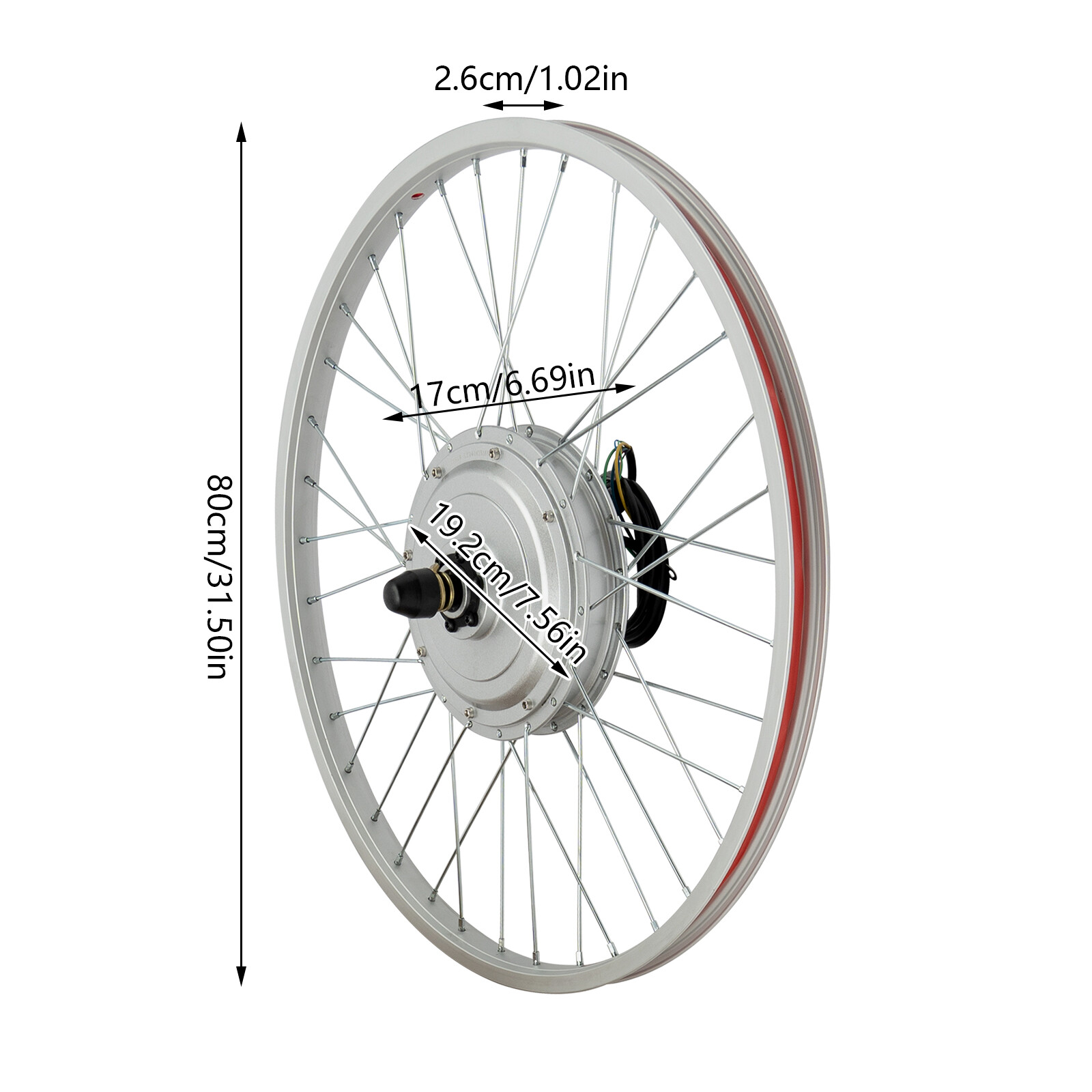 24″ 36V 750W Electric Bicycle Conversion Kit Front Wheel Kit Ebike Hub Motor Set
