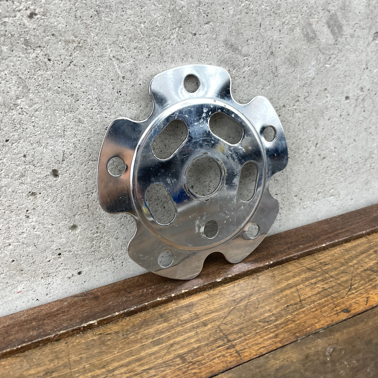 Old School BMX Power Plate Spider Chrome Disc 110 OG 80s Silver Freestyle