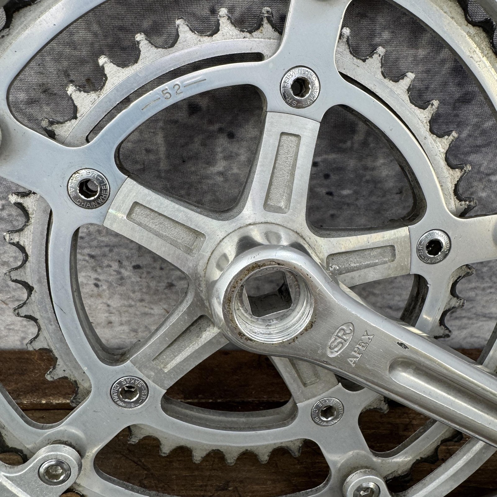 Vintage SR Apex Crankset 118 BCD Double 52T 170mm Square Taper Crank 1981 Japan