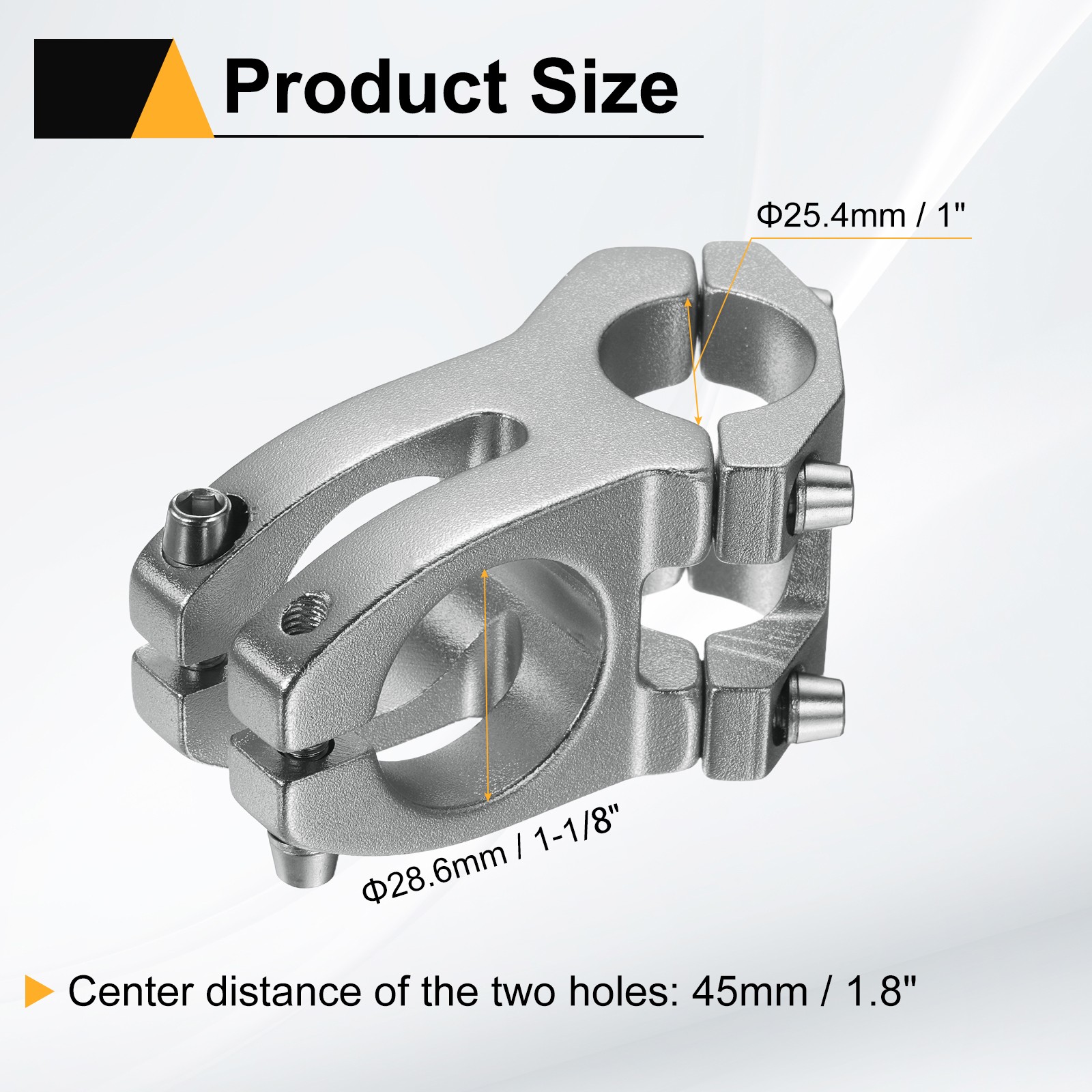 25.4mm Bike Stem 45mm Bicycle Handlebar Stem for BMX MTB Gray