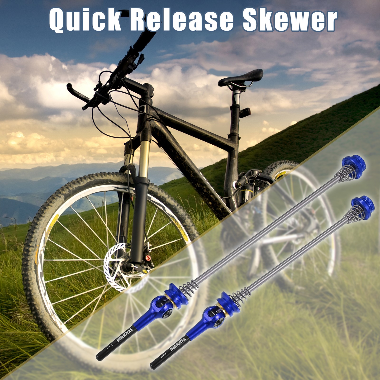 1 Pair Front Rear Bicycle Quick Release Axles Skewers Lever 140mm 180mm Blue