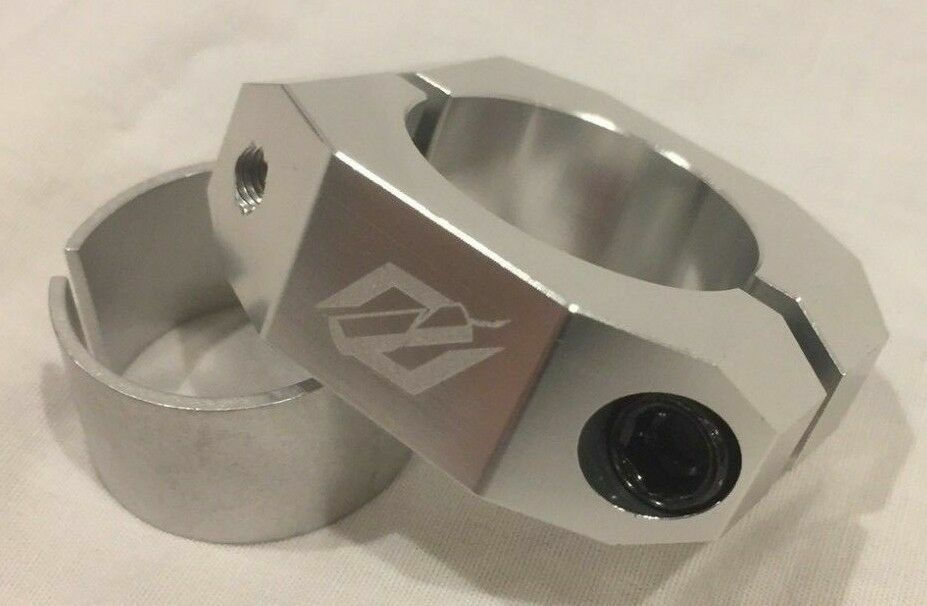 BMX TNT BICYCLES SEAT CLAMP (28.6, 31.8mm) DOUBLE CLAMP SILVER