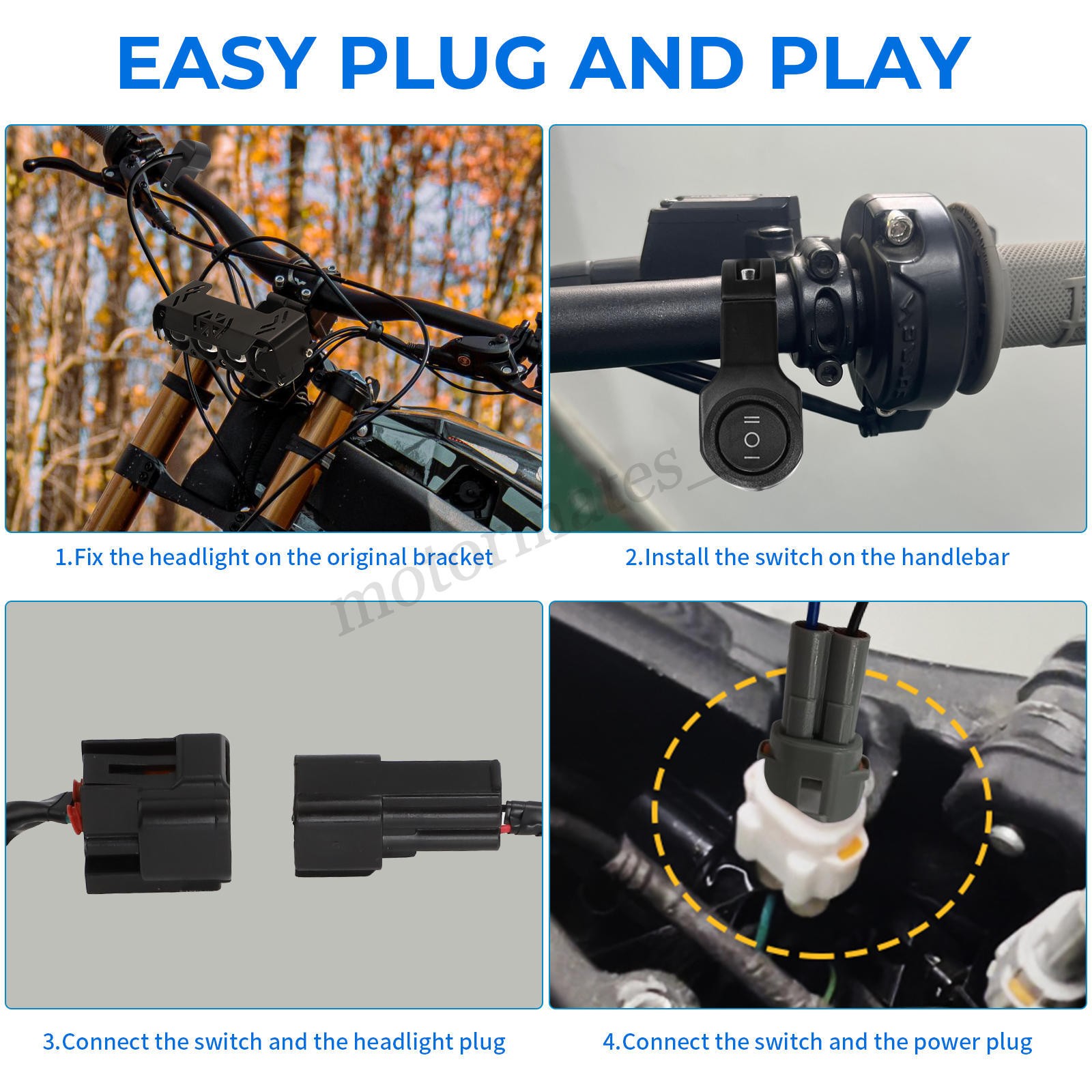 LED Headlight Switch Kit For Talaria MX3 MX4 Sur-Ron Segway X260 – High/Low Beam