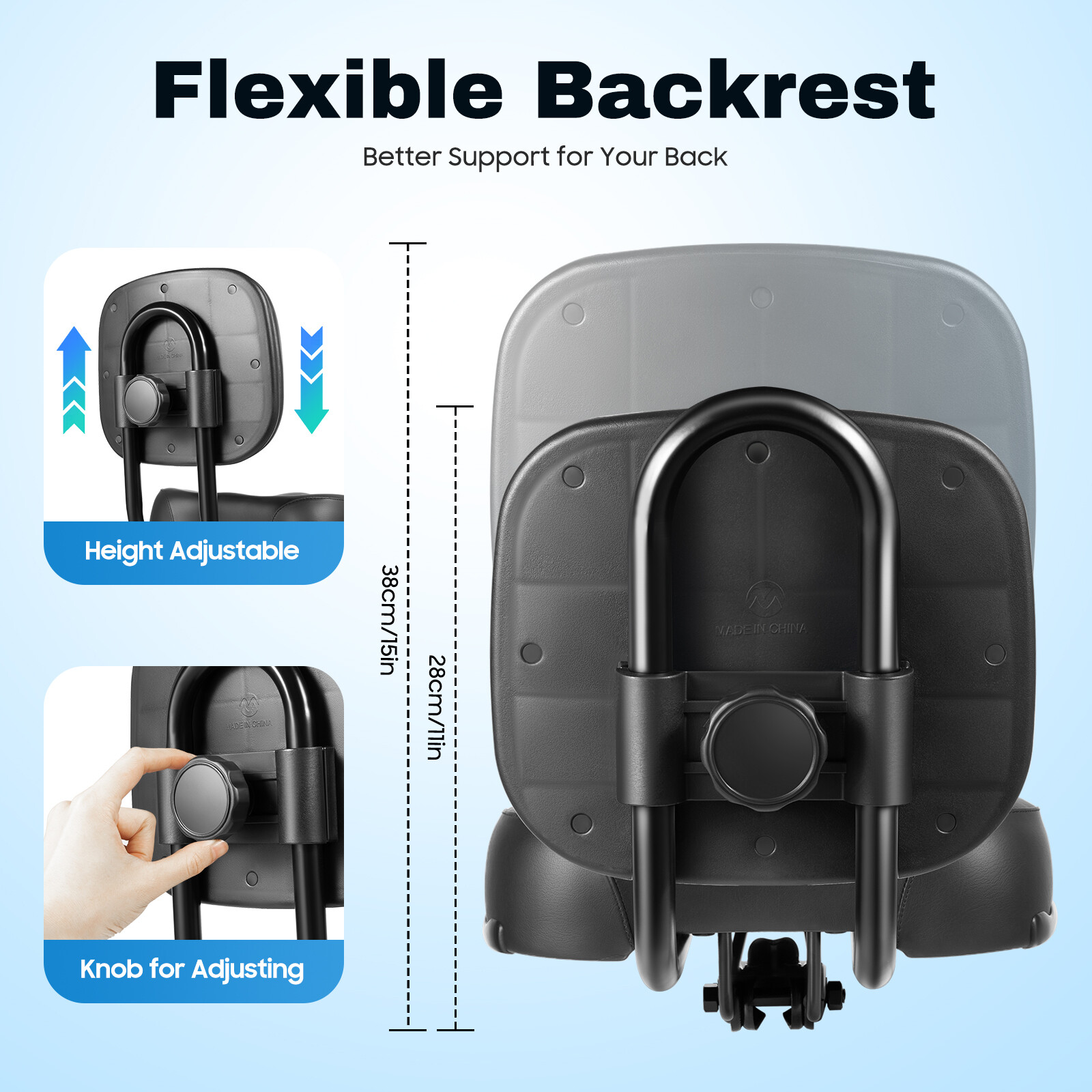 Bike Saddle Seat + Backrest Bicycle Extra Wide Comfort Leather Cushion Soft Pad