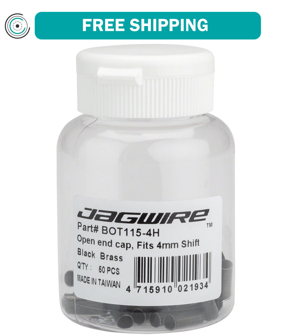 Jagwire 4mm Open Brass Cable Housing End Cap Bottle of 50, Color Black