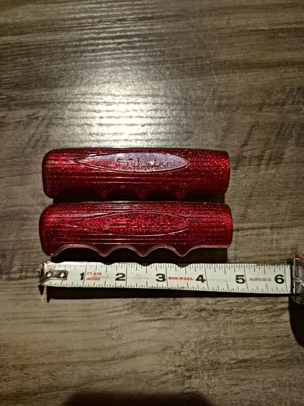 Schwinn Red Glitter Bicycle Handlebar Grips Pair (2) 4.5in. 68 Krate,Fastback