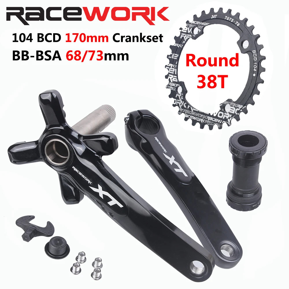 MTB Bicycle Crankset 104BCD Crank 170mm 175mm Integrated Cranks Chainring