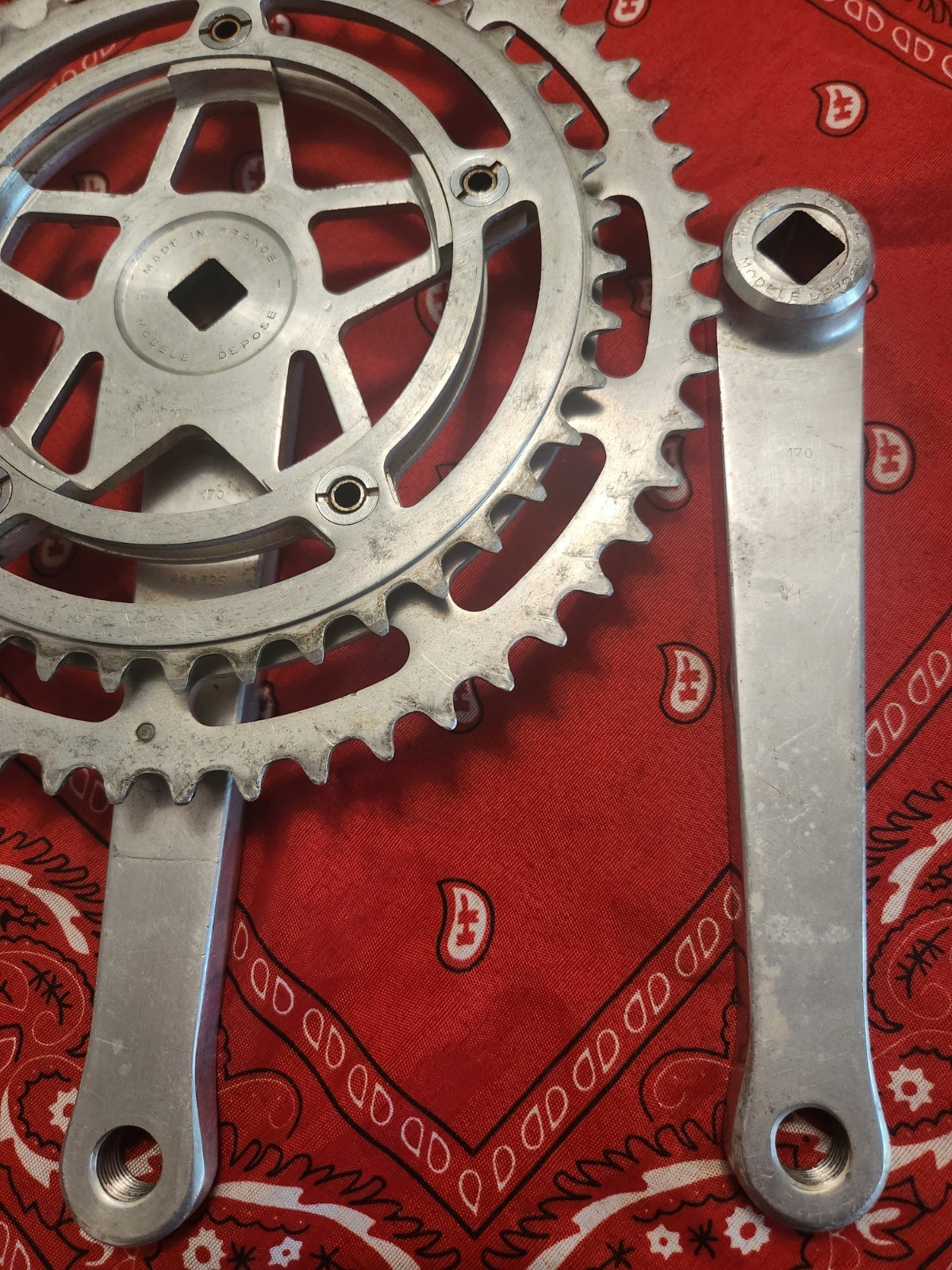 Vintage Stronglight Modele Depose Double Crankset 52-40T Road Bike 14×1.25 170mm