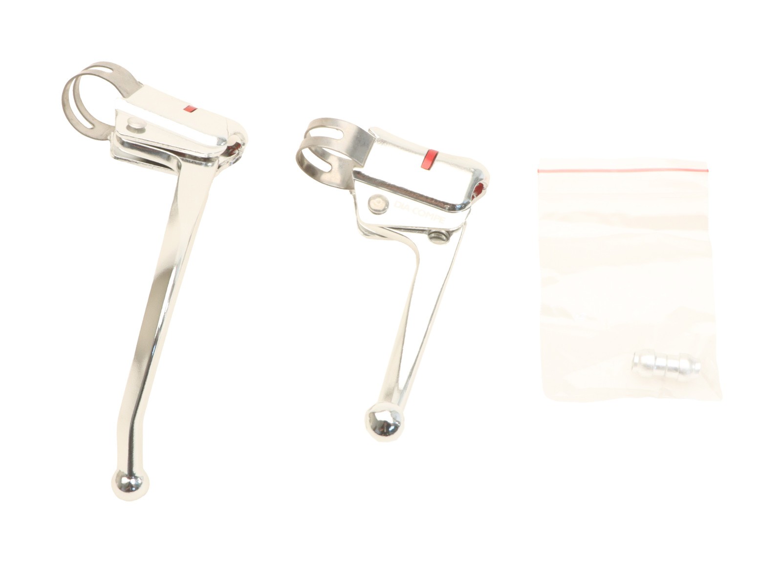 Dia-Compe DC139 Guidonnet Bullhorn Brake Levers 23.8mm Clamp Silver NEW NOS