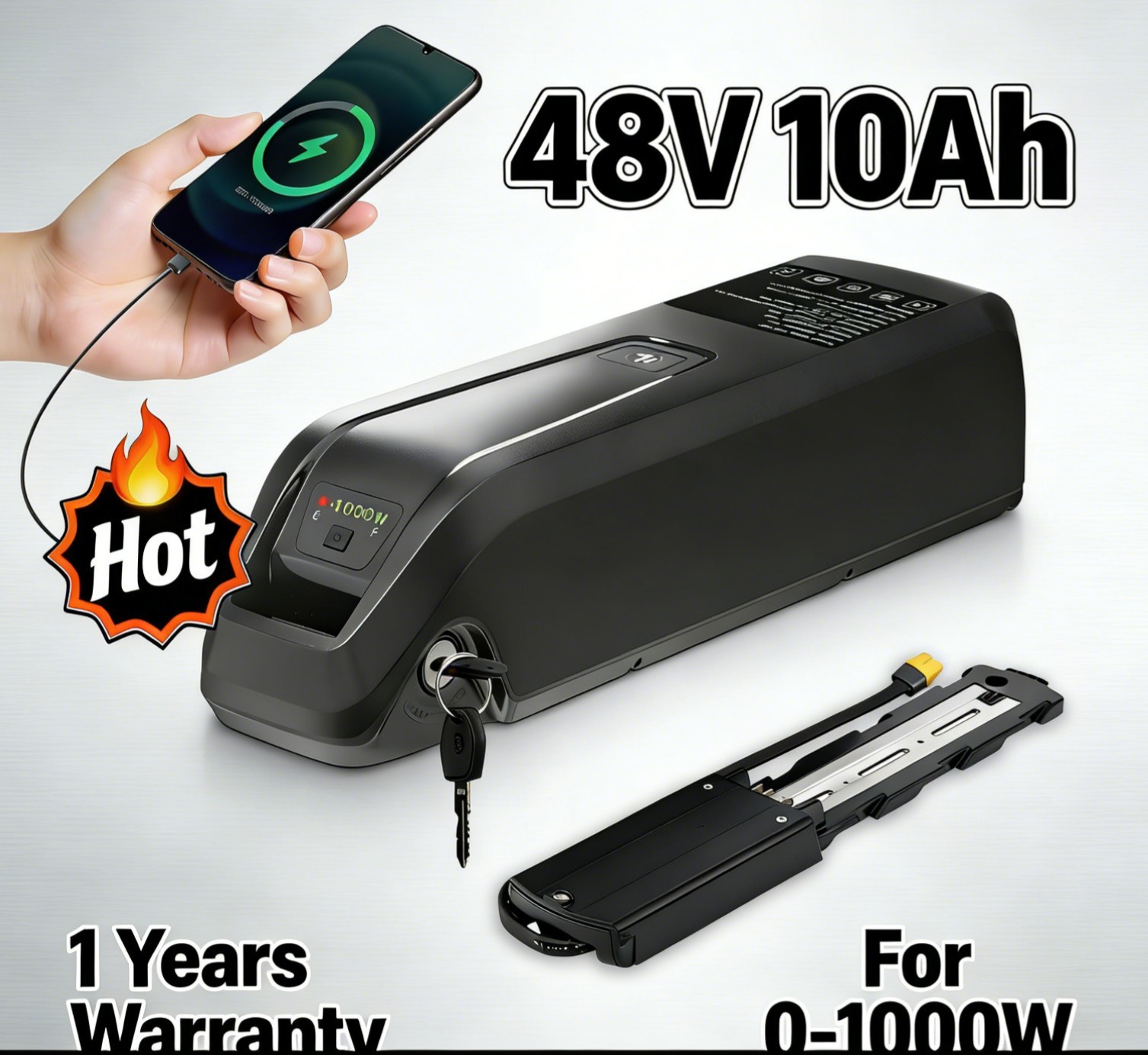 Electric Bicycle 48V 10Ah Hailong Lithium Ebike Battery F o 0-1000W 5Pin