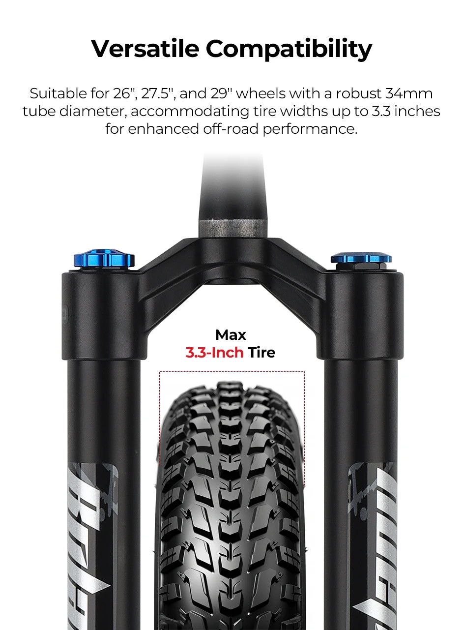 Double Shoulder MTB Inverted Fork 29inch Boost Travel 140mm Adjustable Damping