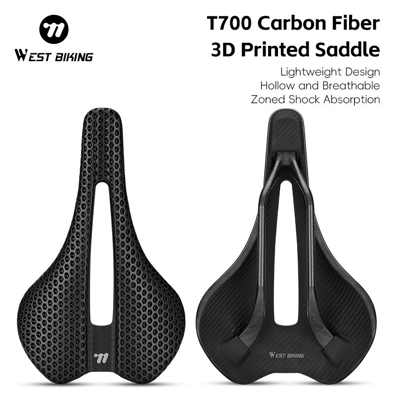 WEST BIKING 3D Printed Bicycle Saddle Carbon Fiber Seat Bow Bike Saddle Cushion