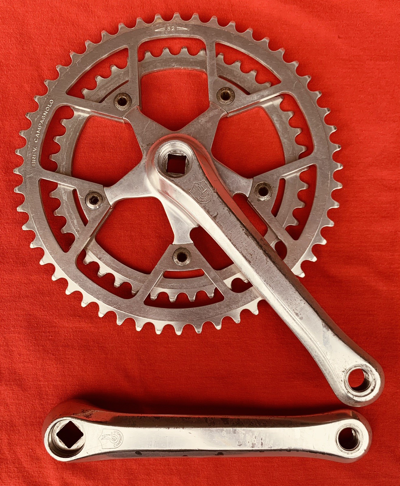 Vintage Campagnolo Triomphe Crankset 170mm Double 52/42T Silver 9/16 – Eroica