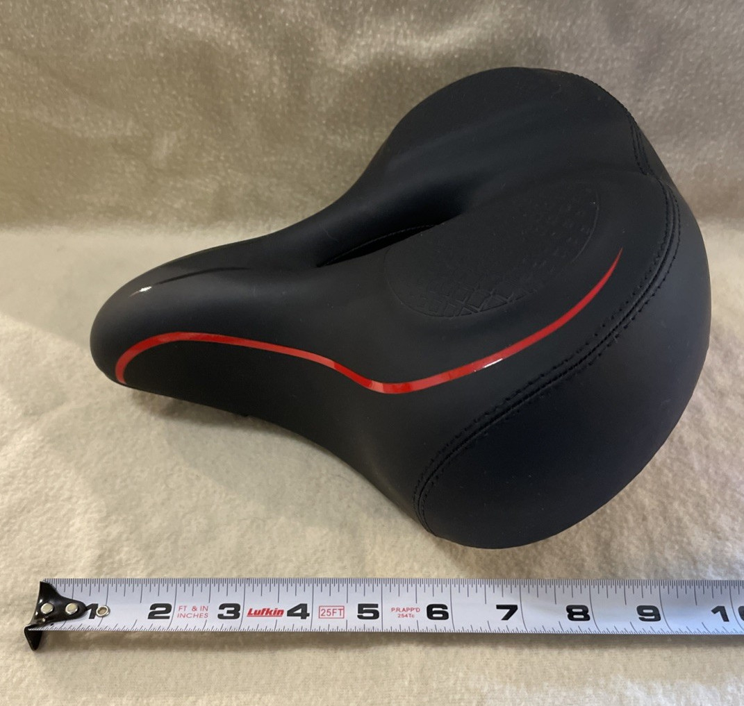 Wide Comfort Peloton Bicycle Saddle Seat Black Red Synthetic Steel New w/o Tags