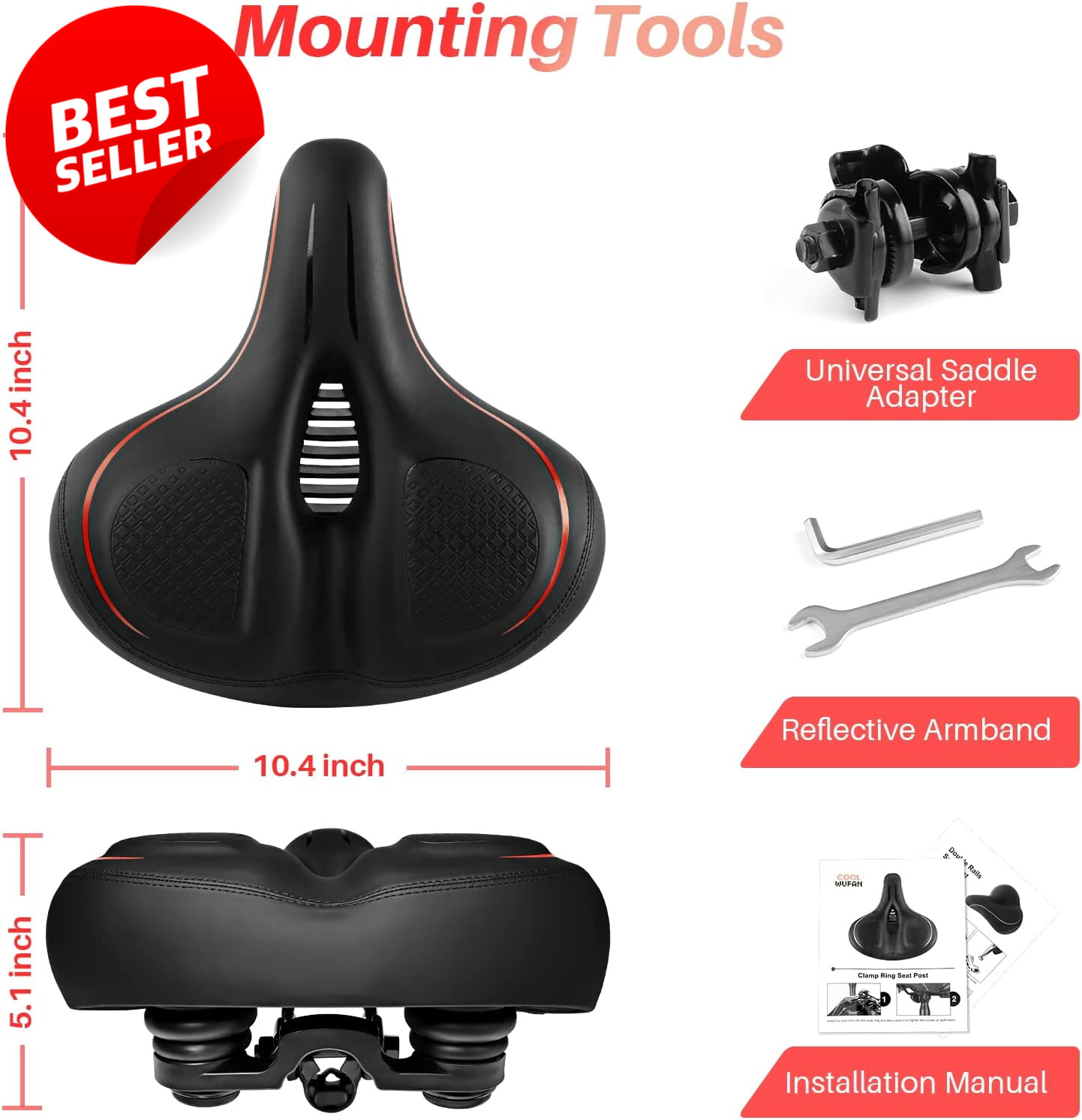 Oversized Bike Seat Cushion Extra Wide Comfort Saddle Peloton Road Electric – US