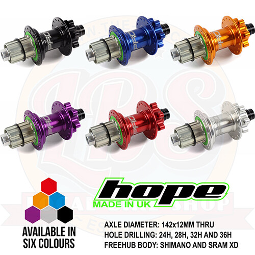 Hope Pro 4 Rear Hub 142x12mm Thru – All Colors, Spoke Holes and Drivers – New