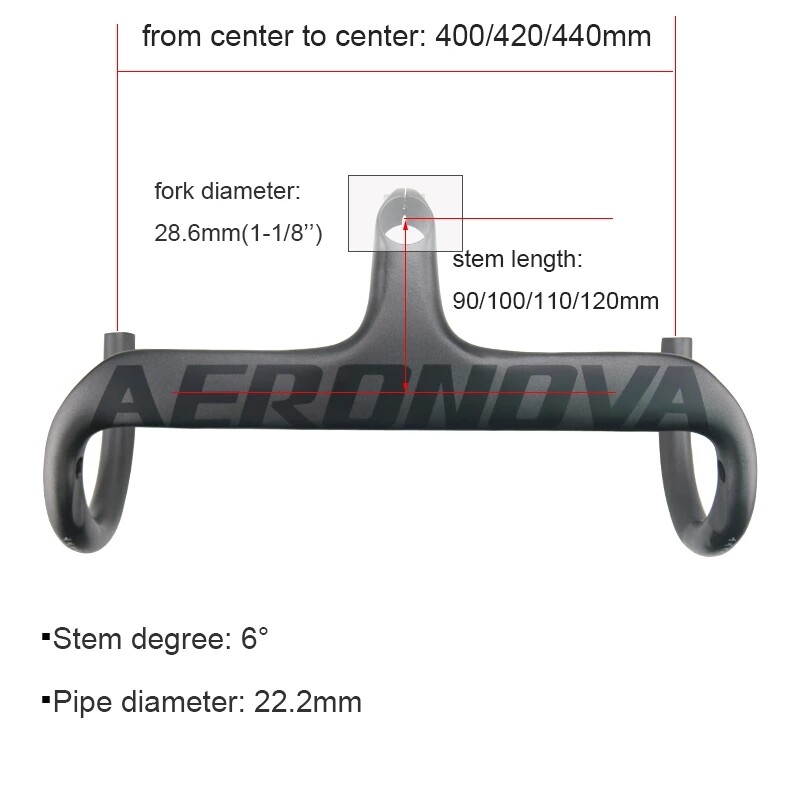 Integrated Handlebar Carbon Road Bike with Stem Internal Routing 400/420/440mm