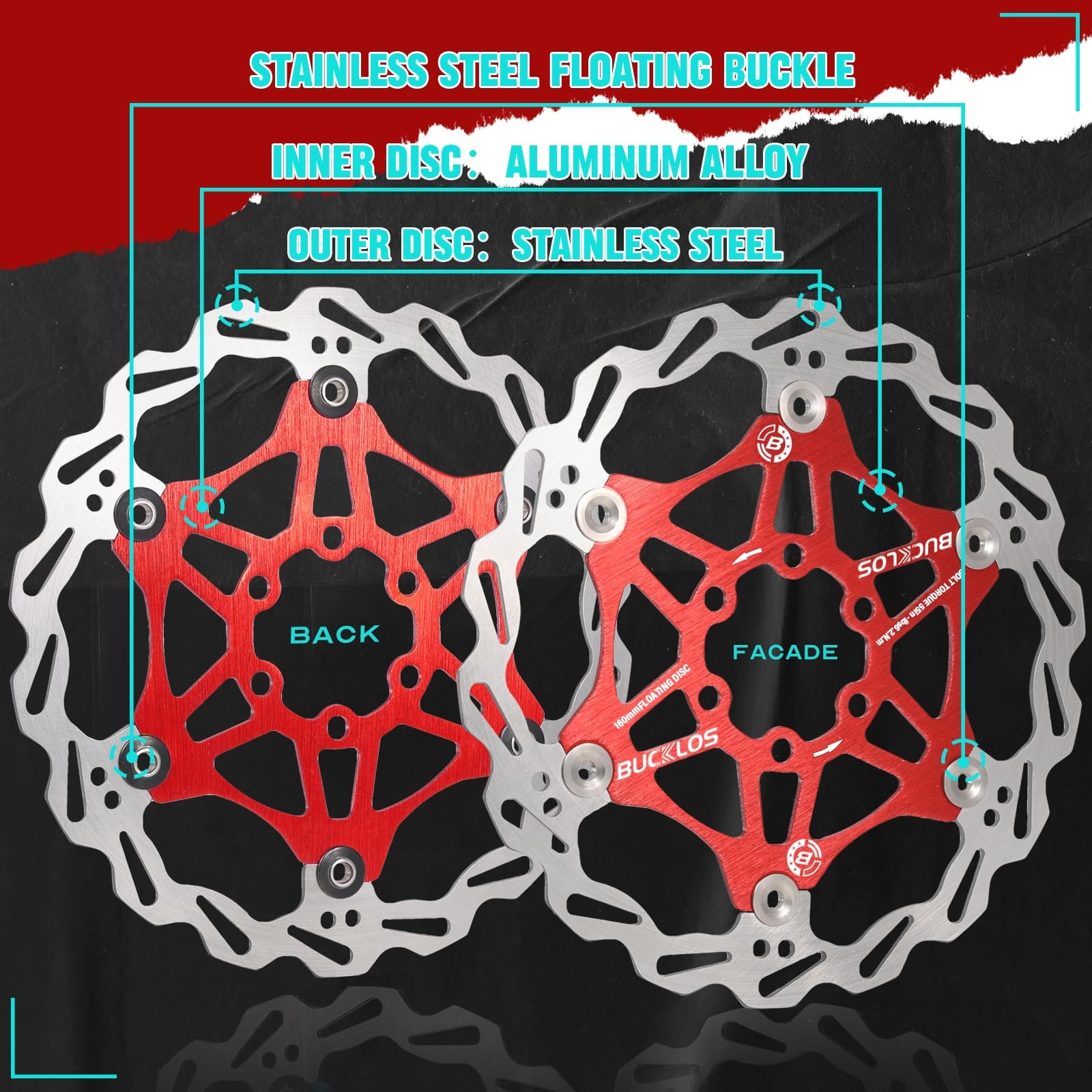 160mm 180mm 203mm Floating Disc Brake Rotor, Stainless Steel MTB Brakes Rotor…