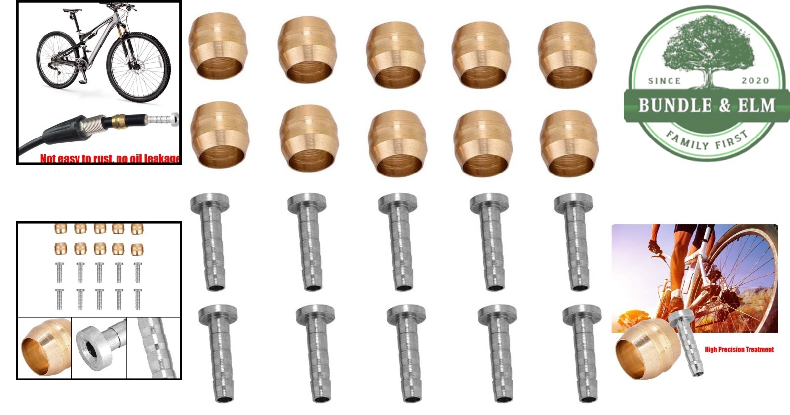 Small Replacement Parts for Hydraulic Brake Hoses, 10 Inserts Included