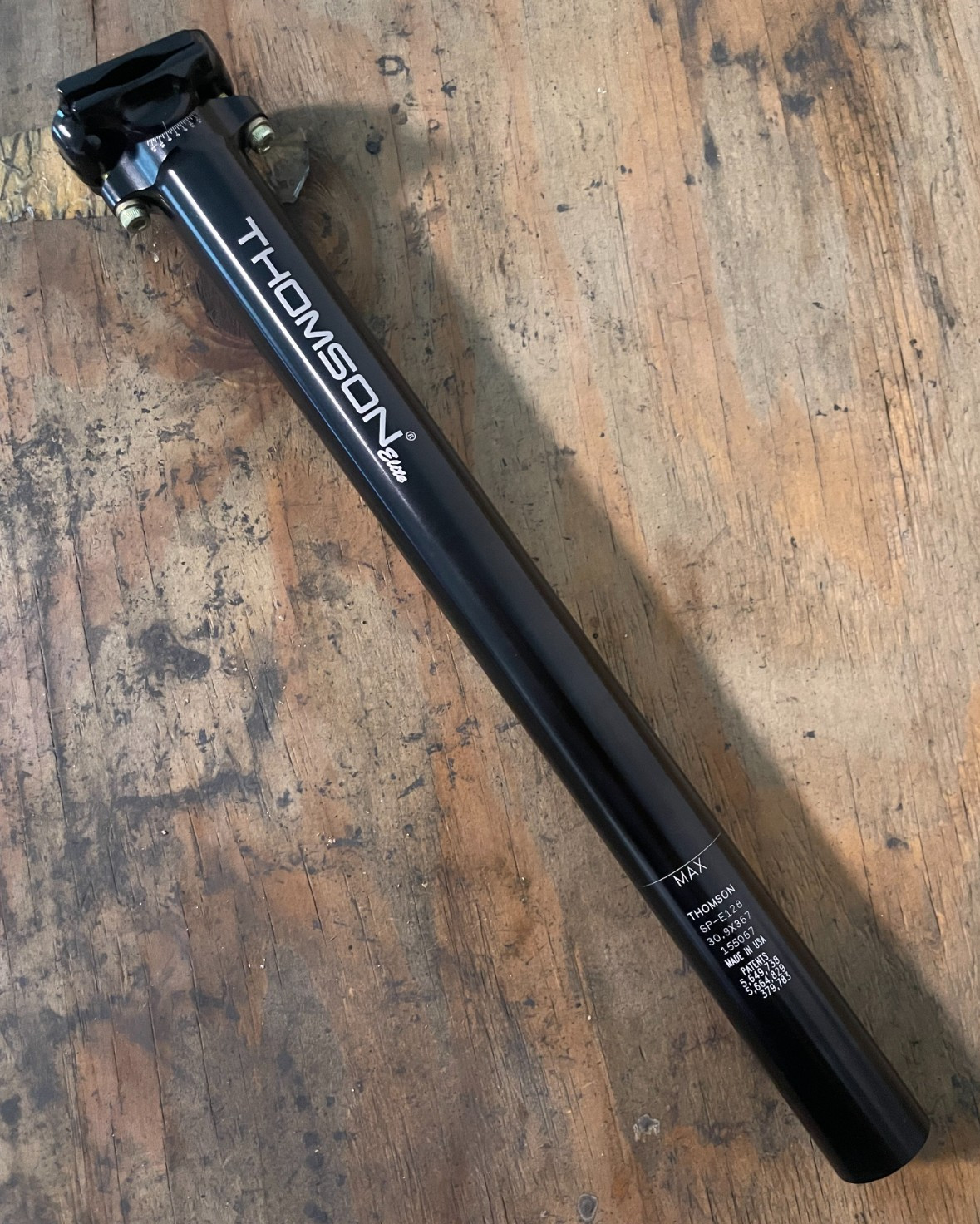 Thomson Elite Seatpost 30.9mm 367mm Long 0mm Offset 7x7mm Round Rails Black