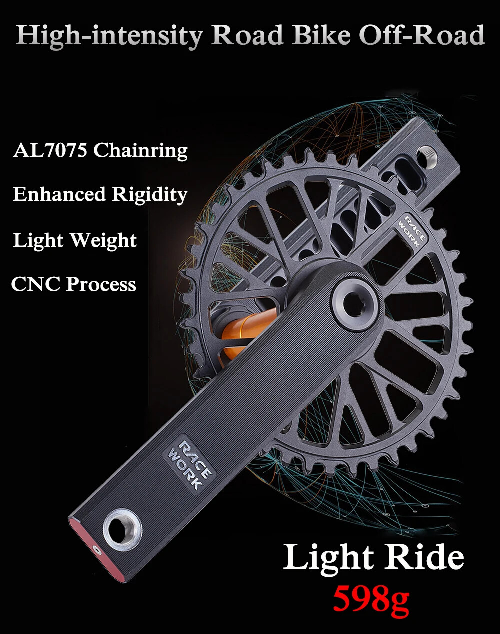 Gravel Road Bike Crankset 170mm Hollow Crank 40/42/44/46T Chainring with BB