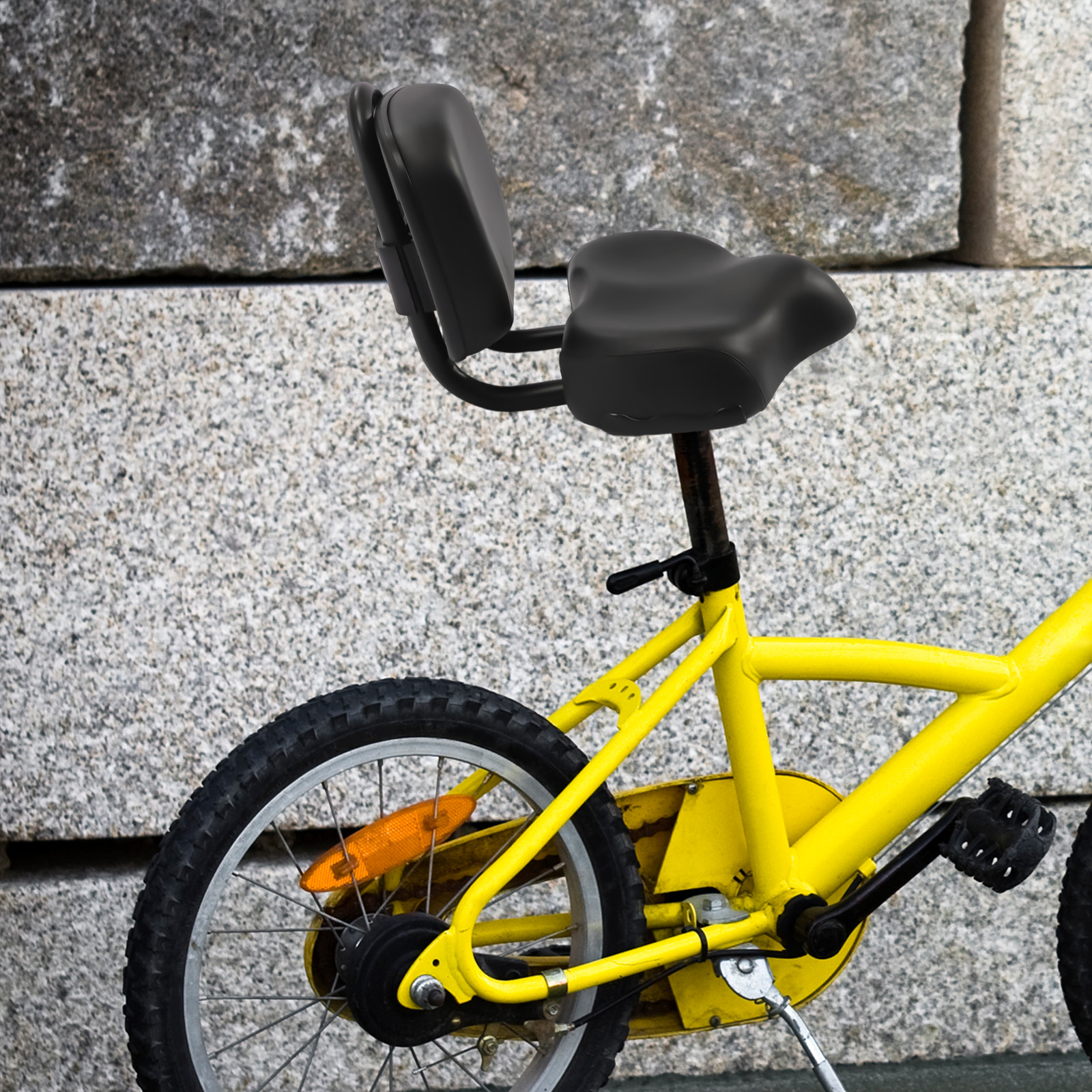 Bike Seat with Backrest Extra Wide Bicycle Tricycle Saddle Seat Support Black