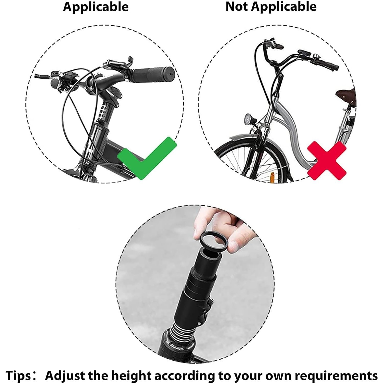Bike Handlebar Riser Bicycle Fork Stem Raiser Extender Head Up Raiser Aluminu…