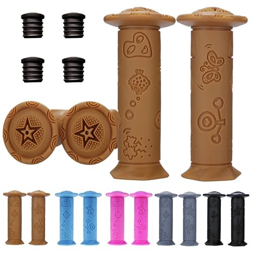 Kids Bike Grips 4PCS – Eco-Friendly TPE Handlebar Grips for Children’s Brown