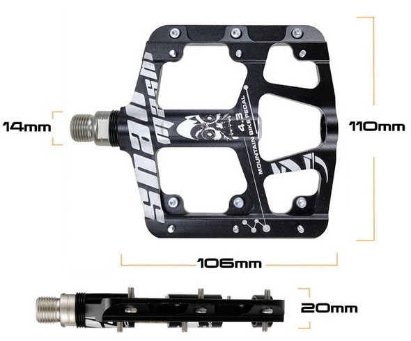 CNC Aluminum Road MTB Folding Bike Bicycle Pedal Flat Pedals 3 Bearings