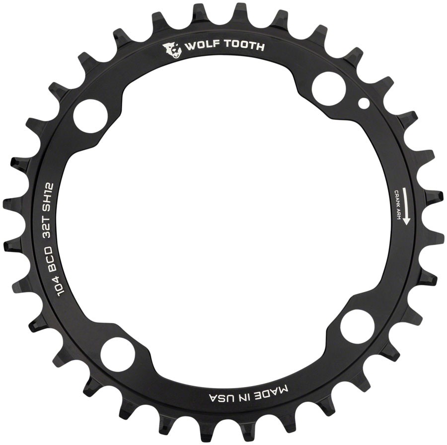 Wolf Tooth 104 BCD Chainring – 34t, 104 BCD, 4-Bolt, Drop-Stop ST, Requires Shim