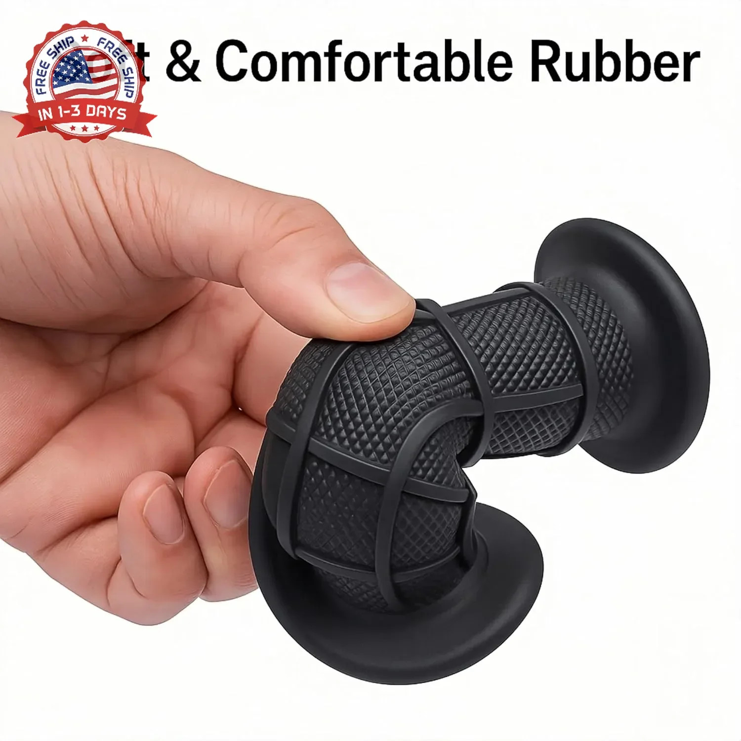 Quad Handlebar Grips Soft Rubber Anti-Slip Black 7/8» 22mm Handle Grips Replace
