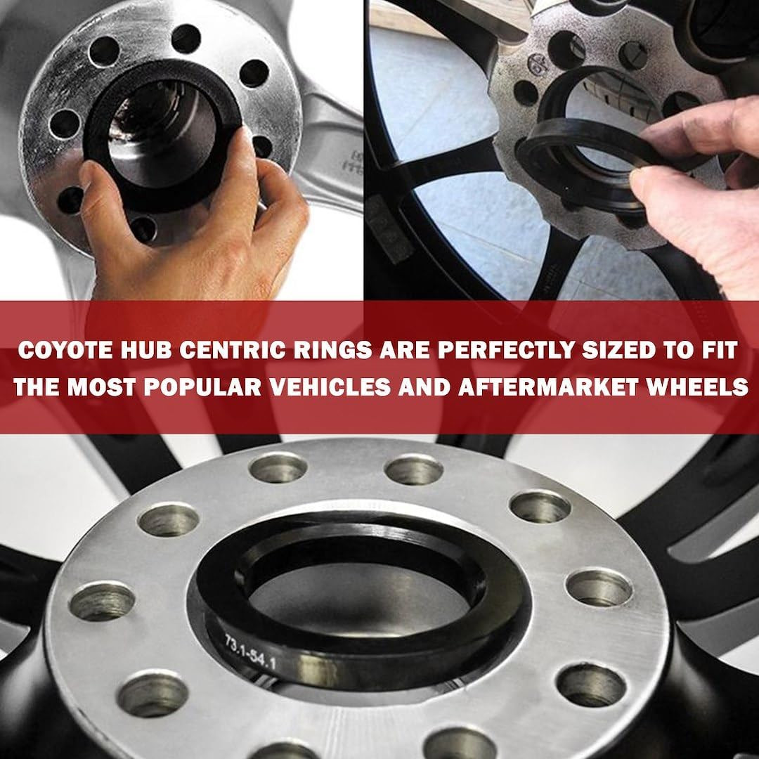 Set of 4 Hub Centric Ring 73Mm OD to 56.1Mm Hub ID, Black Polycarbonate (Wheel H