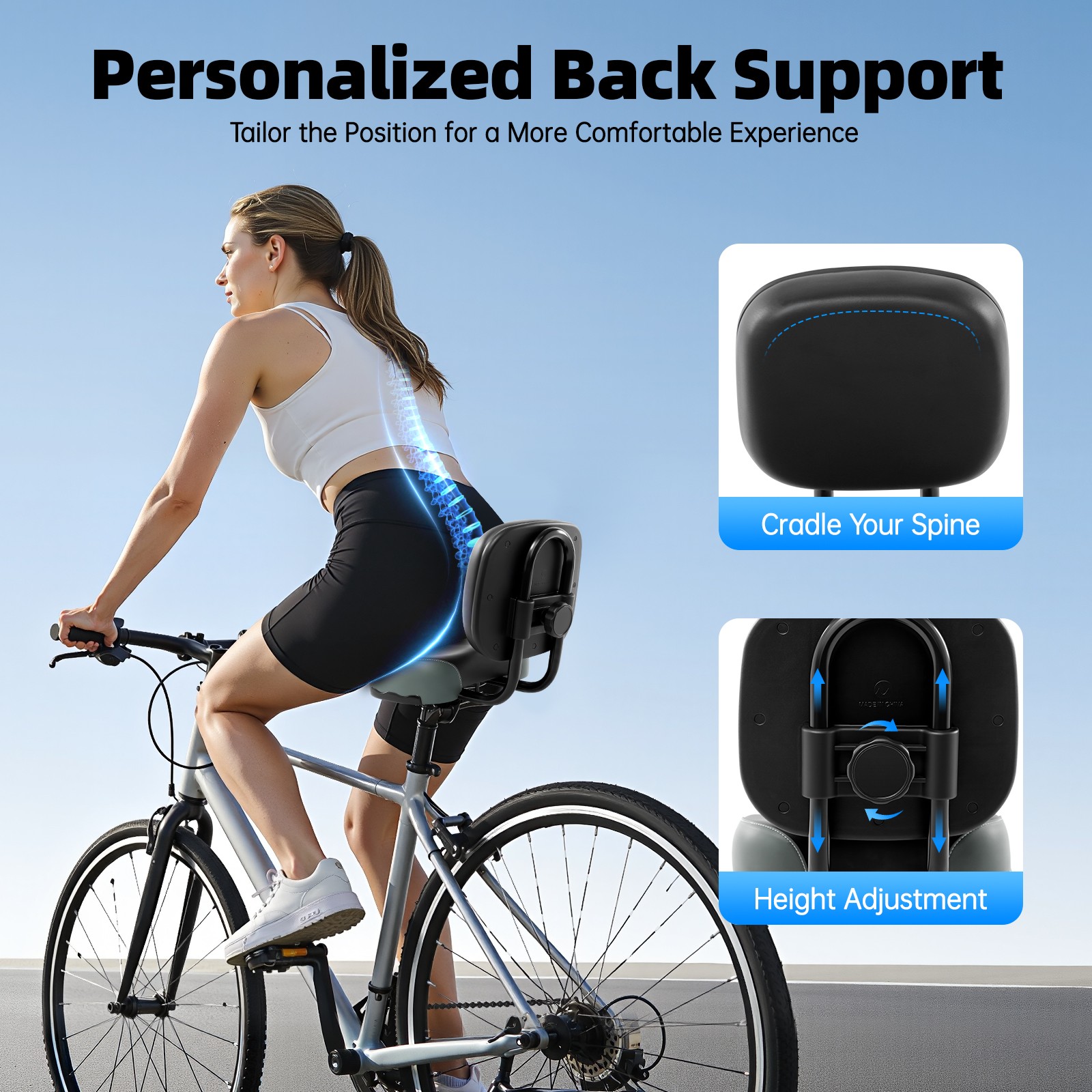 11.5″ x 9.5″ Oversize Comfort Saddle Seat Backrest Saddle Bike Seat W/Backrest