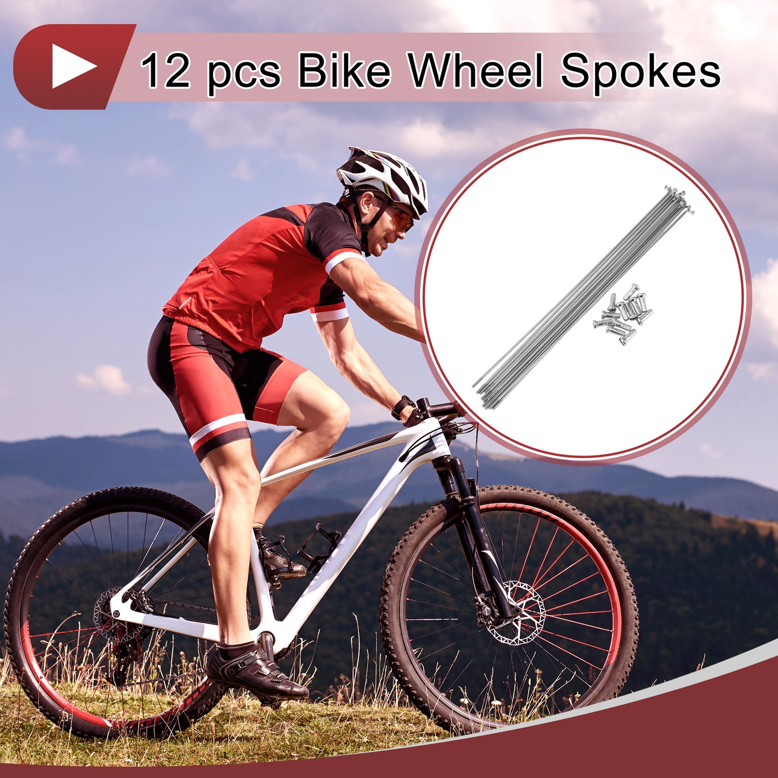 12 Set 14G Bicycle Spokes 231mm Bike Wheel Spokes 304 Stainless Steel