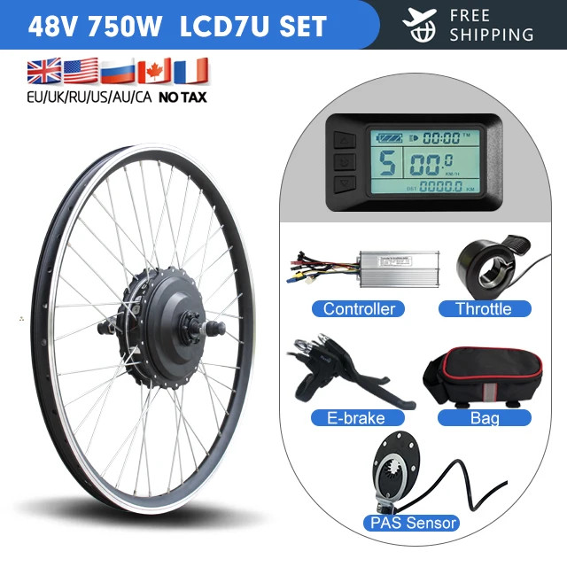 E-bike Conversion Kit 750W 48V Rear Cassette Brushless Gear Hub Motor Wheel