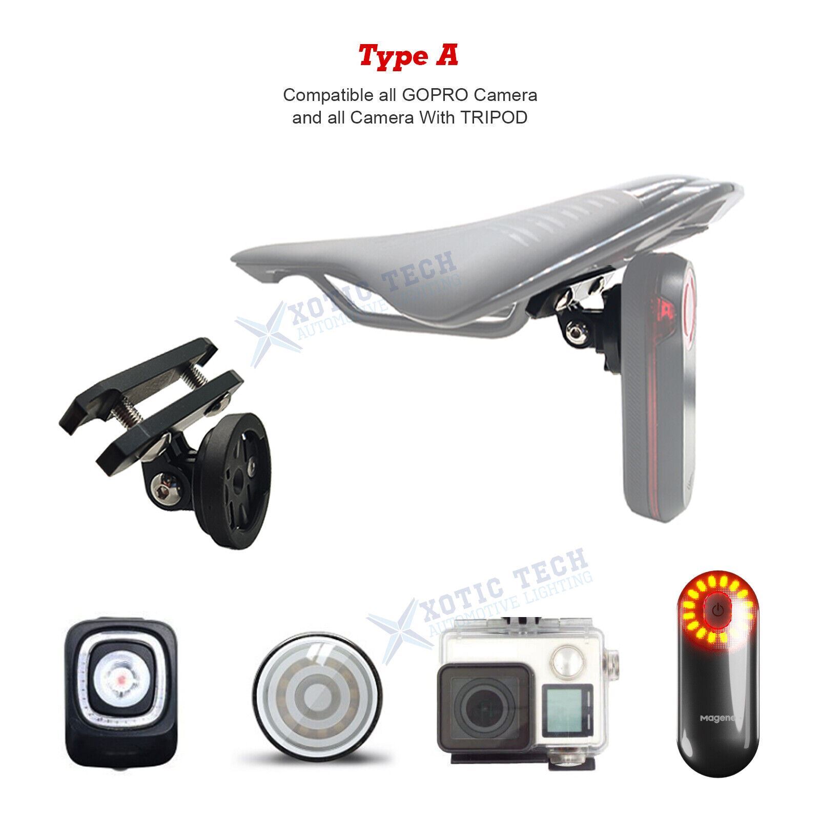 Saddle Clamp Mount for Gopro Garmin Varia RTL515 Radar, SWAT LYNX TREK STEALTH