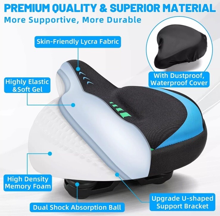 CDYWD Oversized Bike Seat for Men Women Comfort, Extra Wide Bicycle Seat Cush